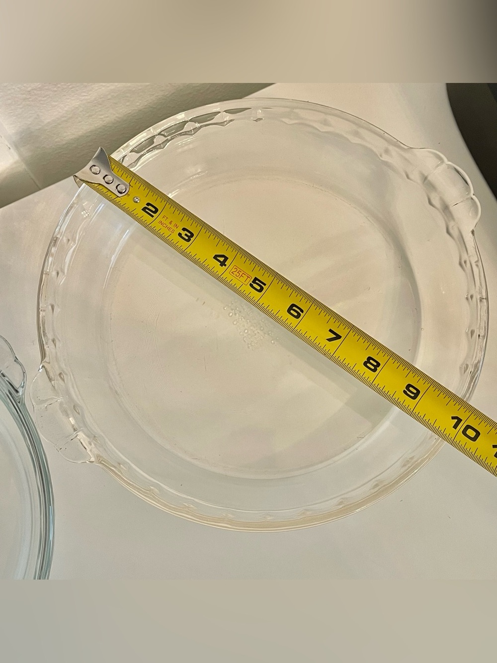 2 Vintage Pyrex #229 Clear Glass Deep Dish 9.5" Scalloped Fluted Edge Pie Plates - Picture 2 of 5